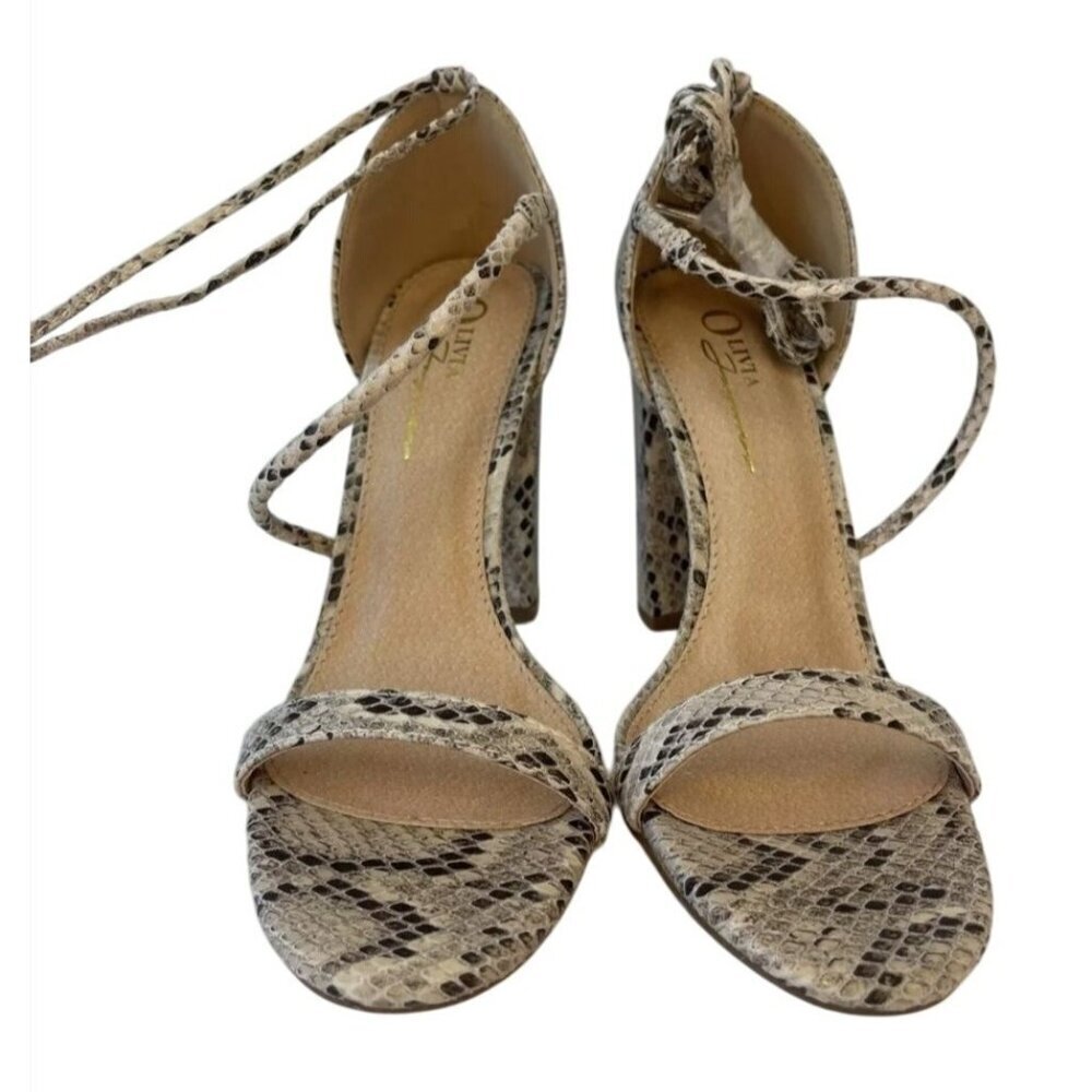 OLIVIA FERGUSON / Snake Laceup / Print / Block Heel / Sandals With Open Toe - Picture 3 of 7